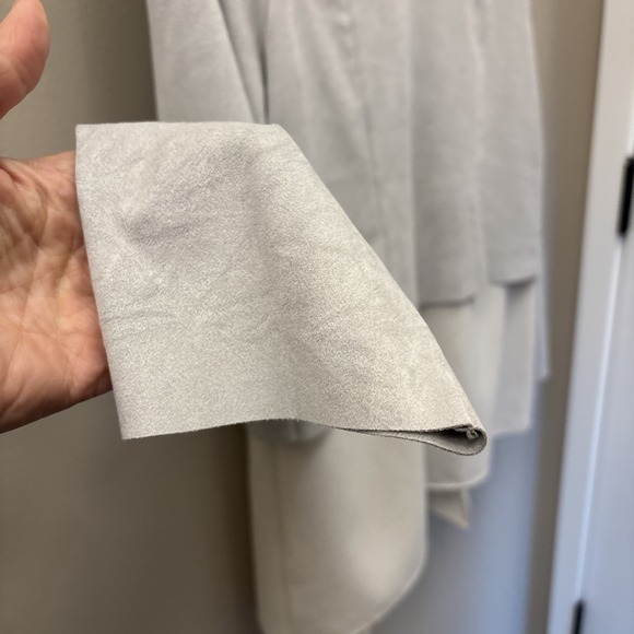 Chico's Faux Suede Open Front Light Gray Jacket Size 8/10 Medium Chico's Size 1 - Picture 14 of 15